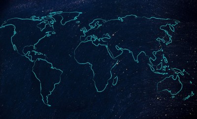 illustration with world map, global business and worldwide opportunities